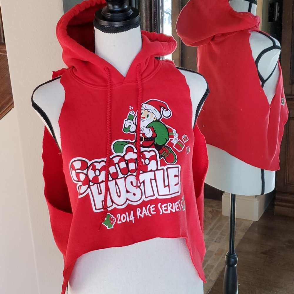 Santa Hustle Christmas Running DIY Crop Hoodie